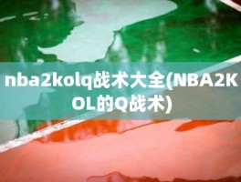 nba2kolq战术大全(NBA2KOL的Q战术)