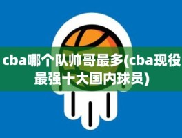 cba哪个队帅哥最多(cba现役最强十大国内球员)