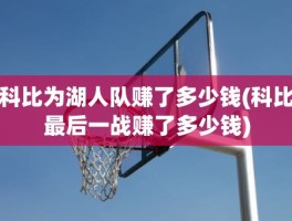 科比为湖人队赚了多少钱(科比最后一战赚了多少钱)