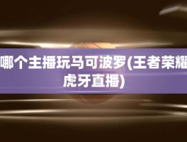 哪个主播玩马可波罗(王者荣耀虎牙直播)