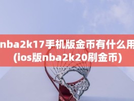 nba2k17手机版金币有什么用(ios版nba2k20刷金币)