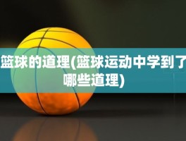 篮球的道理(篮球运动中学到了哪些道理)