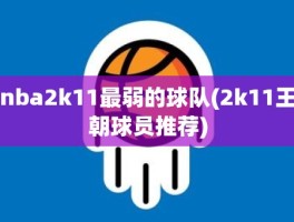 nba2k11最弱的球队(2k11王朝球员推荐)