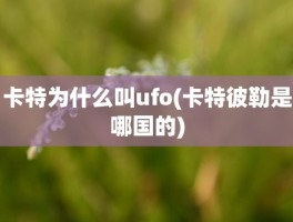 卡特为什么叫ufo(卡特彼勒是哪国的)
