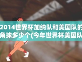 2014世界杯加纳队和美国队的角球多少个(今年世界杯美国队阵容)