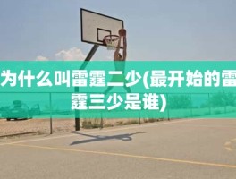 为什么叫雷霆二少(最开始的雷霆三少是谁)
