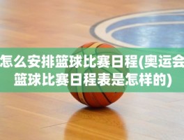 怎么安排篮球比赛日程(奥运会篮球比赛日程表是怎样的)