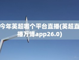 今年英超哪个平台直播(英超直播万博app26.0)