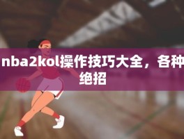 nba2kol操作技巧大全，各种绝招