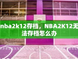 nba2k12存档，NBA2K12无法存档怎么办