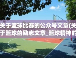 关于篮球比赛的公众号文章(关于篮球的励志文章_篮球精神的经典励志范文)