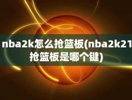 nba2k怎么抢篮板(nba2k21抢篮板是哪个键)