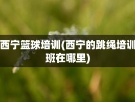 西宁篮球培训(西宁的跳绳培训班在哪里)