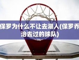 保罗为什么不让去湖人(保罗乔治去过的球队)
