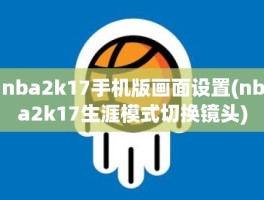 nba2k17手机版画面设置(nba2k17生涯模式切换镜头)