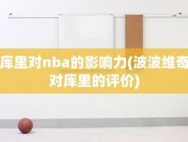 库里对nba的影响力(波波维奇对库里的评价)