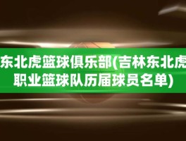 东北虎篮球俱乐部(吉林东北虎职业篮球队历届球员名单)