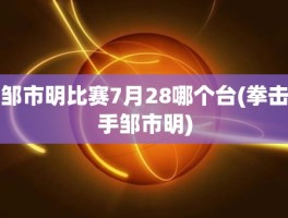 邹市明比赛7月28哪个台(拳击手邹市明)