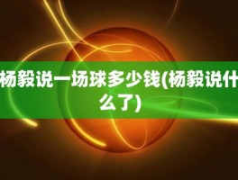 杨毅说一场球多少钱(杨毅说什么了)
