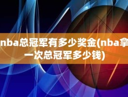 nba总冠军有多少奖金(nba拿一次总冠军多少钱)