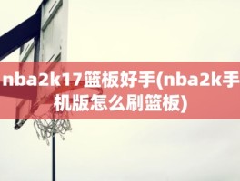 nba2k17篮板好手(nba2k手机版怎么刷篮板)